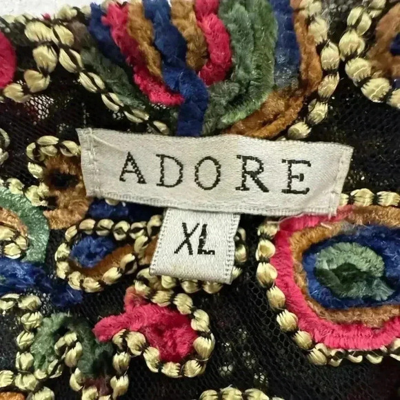 ADORE Gorgeous Raised Paisley Pattern Multi Color Jacket with Silk Wrists Sz XL - Picture 2 of 13